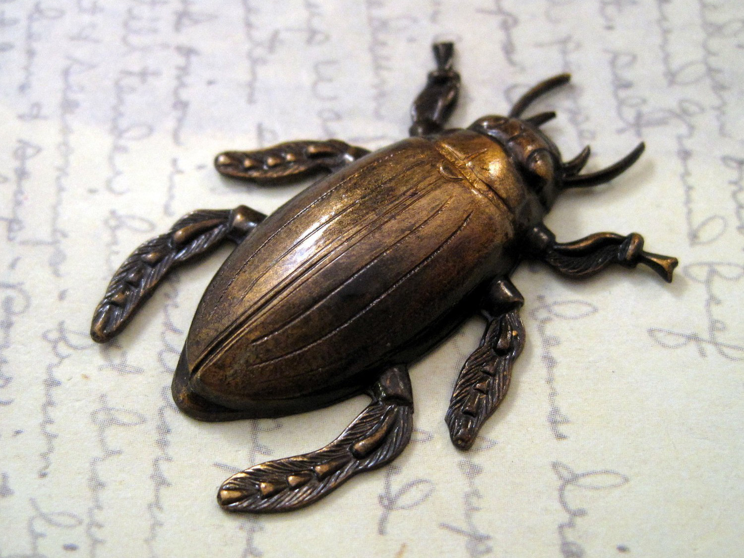 Brass Cockroach - Image Credit GlamourGirlBeads http://www.etsy.com/listing/62042780/large-antiqued-brass-cockroach1-ants3074